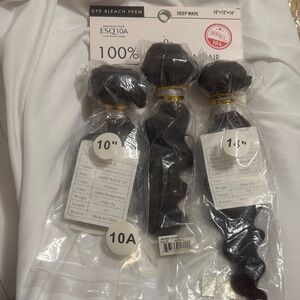 ESQ10A Deep Wave Hair Extensions Natural 100% Virgin Human Hair 10A 3 Bundles